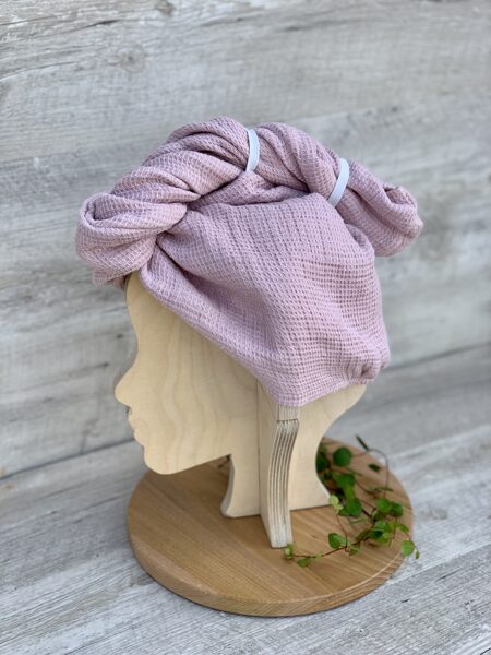Pink waffle hair turban 
