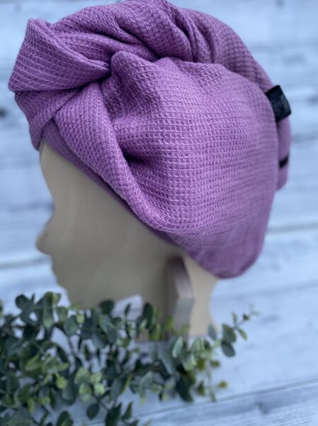 Purple 100% linen hair towel turban