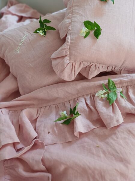 Veci rozā lina palags ar gumiju