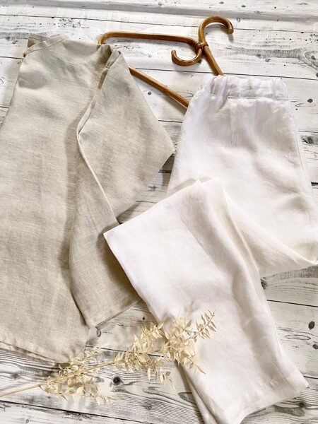 Linen pants with elastic waist