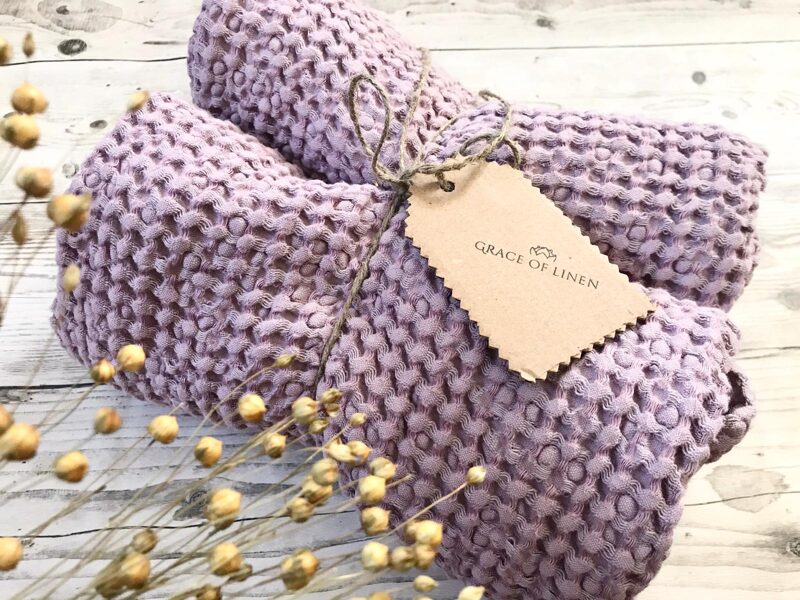 maigi violets gultas pārklājs lins-kokvilna
